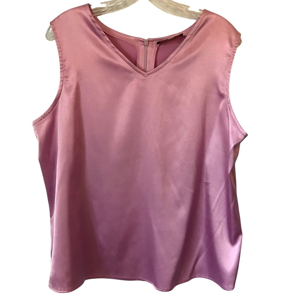 All Bilt Womens Blouse Satin Lavender Pink Purple Mary Kay Sleeveless New Siz 16